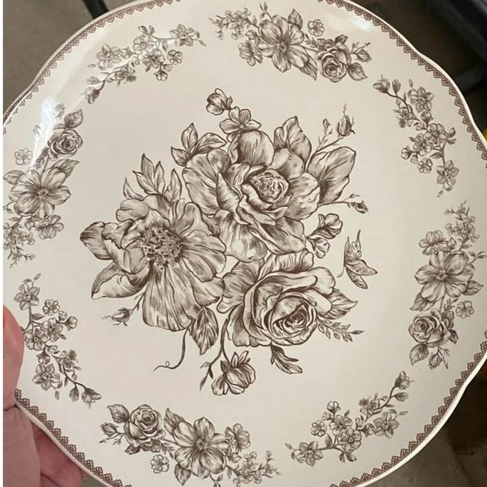 Elegant Floral Dinnerware Set of 3 pieces Pioneer Woman Agatha Brown